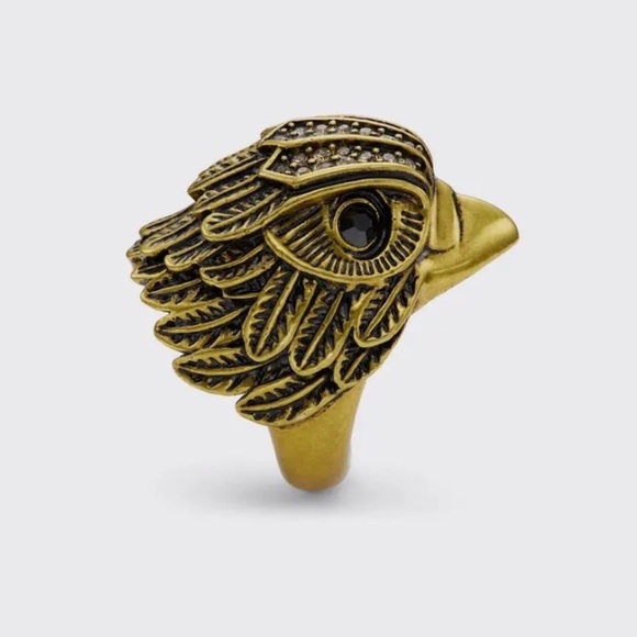 Kurt Geiger London Antique Brass Eagle Head Statement Cocktail Ring with Box - Picture 5 of 11